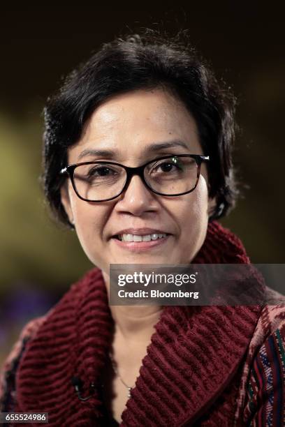 Sri Mulyani Indrawati, Indonesia's finance minister, poses for a photograph following a Bloomberg Television interview in London, U.K., on Monday,...