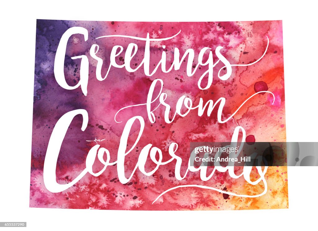 Greetings from Colorado Watercolor Map