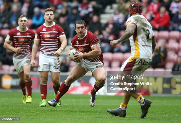 Wigan Warriors' Ben Flower during the Betfred Super League Round 5 match between Wigan Warriors and Huddersfield Giants at DW Stadium on March 19,...