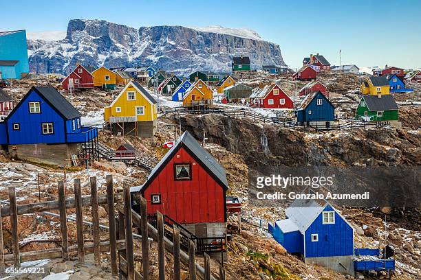 umanak in greenland - greenland uummannaq stock pictures, royalty-free photos & images