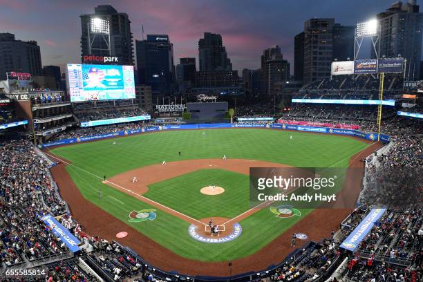 General view of Petco Park during Game 6 of Pool F of the 2017 World Baseball Classic between Team USA and Team Dominican Republic on Saturday, March...