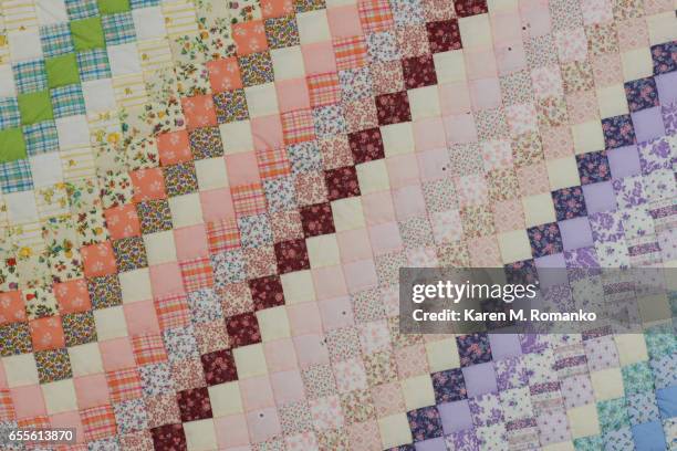 multicolored quilt - patchwork quilt stock pictures, royalty-free photos & images