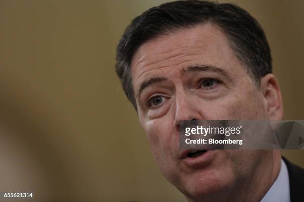 James Comey, director of the Federal Bureau of Investigation , speaks during a House Intelligence Committee hearing in Washington, D.C., U.S., on...