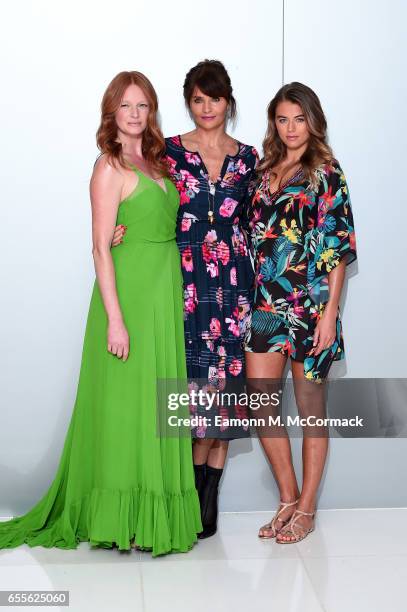 Olivia Inge, supermodel Helena Christensen and Arabella Chi attend the Summer 17 Salon Show hosted by Debenhams at Debenhams on March 20, 2017 in...