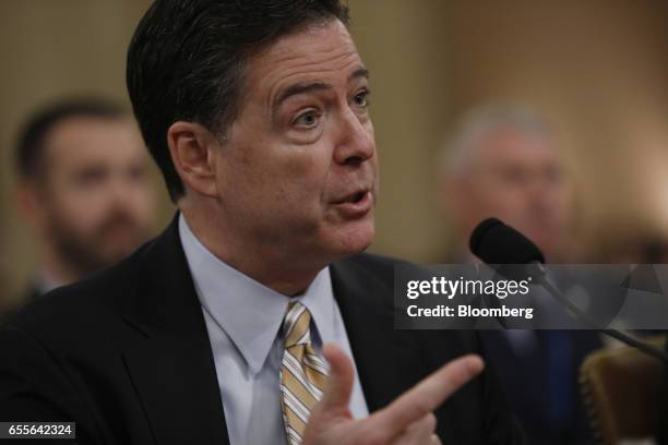 James Comey, director of the Federal Bureau of Investigation , speaks during a House Intelligence Committee hearing in Washington, D.C., U.S., on...