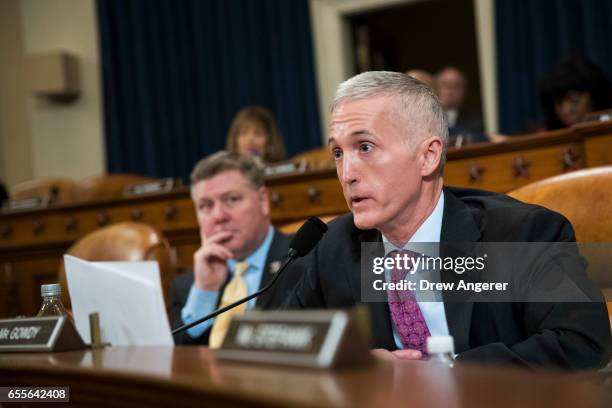 Rep. Trey Gowdy questions witnesses during a House Permanent Select Committee on Intelligence hearing concerning Russian meddling in the 2016 United...