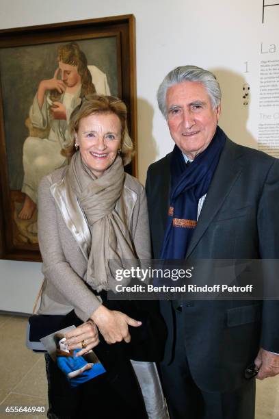 Baron Ernest-Antoine Seilliere and his wife Antoinette Barbey attend the "Olga Picasso" Exhibition pivate view at Musee national Picasso-Paris on...