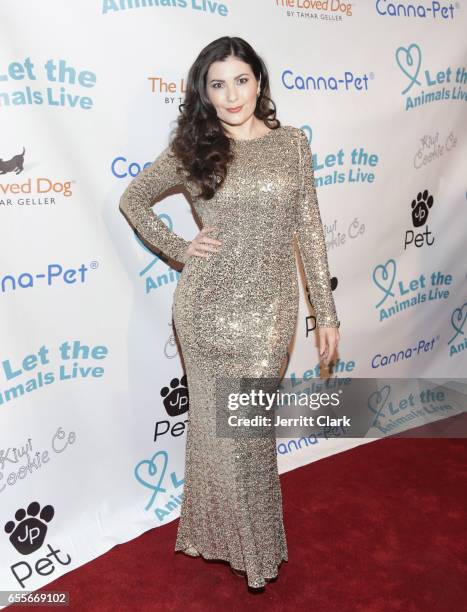 Actress Celeste Thorson attends the Let The Animals Live Gala at The Olympic Collection Banquet & Conference Center on March 19, 2017 in Los Angeles,...