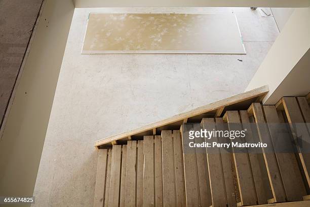 unfinished wooden staircase - unfinished basement stock pictures, royalty-free photos & images