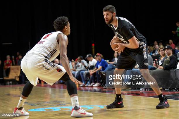 Patricio Garino of the Austin Spurs looks to pass the ball against the Windy City Bulls during a NBA D-League game on March 17, 2017 at the Sears...