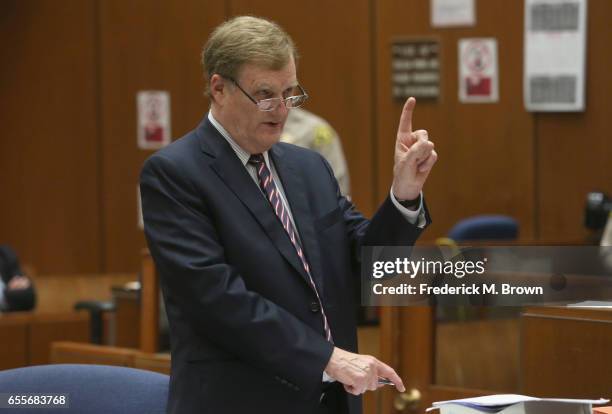 Harland Braun, attorney for Roman Polanski speaks during a hearing for People v. Roman Polanski at Clara Shortridge Foltz Criminal Justice Center on...