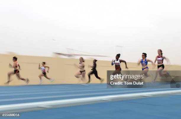Athletes compete in Women 200m race during the 9th Fazza International IPC Athletics Grand Prix Competition - World Para Athletics Grand Prix on...