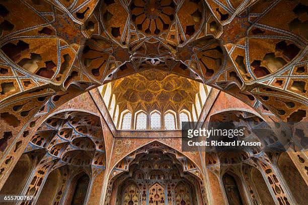 music room at ali qapu palace - isfahan stock pictures, royalty-free photos & images