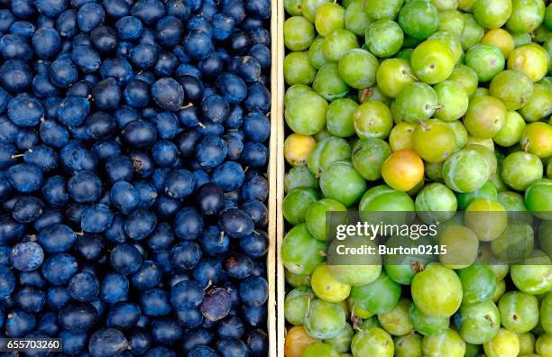 fruit in boxes - plum stock pictures, royalty-free photos & images