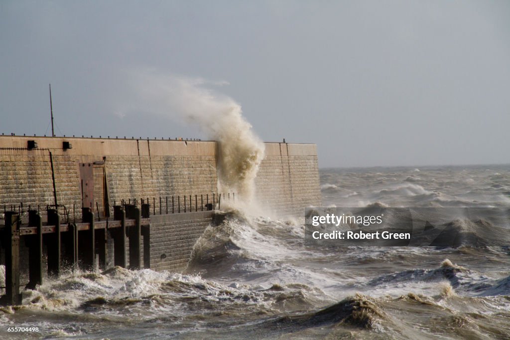 Rough Seas at Folkestone Harbour