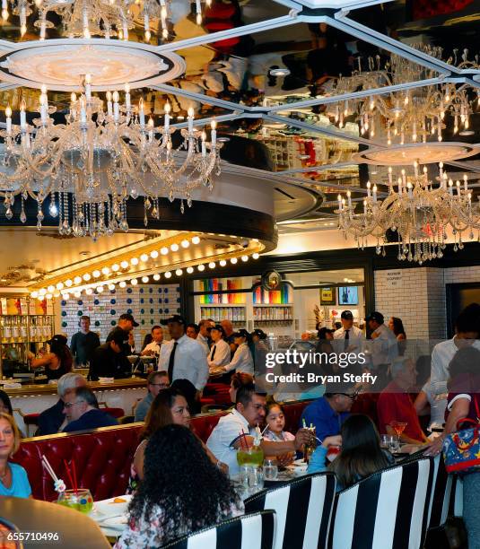 An interior view of the Sugar Factory American Brasserie at the Fashion Show mall during Pitbull's announcement of his Voli 305 vodka brand's...