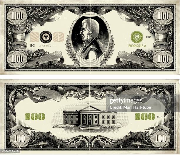 stockillustraties, clipart, cartoons en iconen met dollar bill design - honderd dollar