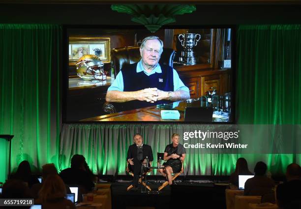 Golfer/tv personality Jack Nicklaus of 'Jack', via satellite, Golfer/tv personality David Feherty of 'Feherty' and Executive producer Molly Solomon...