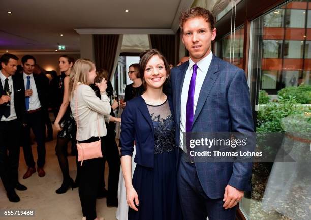 Julian Nagelsmann, the head coach of TSG 1899 Hoffenheim, pictured with his partner Verena at the 'Coaching Award Ceremony & Closing Event UEFA Pro...