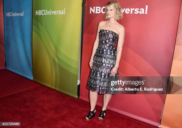 Actor Joelle Carter of "Chicago Justice" attends the 2017 NBCUniversal Summer Press Day at The Beverly Hilton Hotel on March 20, 2017 in Beverly...