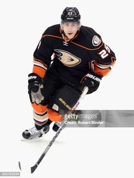 Mike Santorelli of the Anaheim Ducks plays in the game against the New Jersey Devils at Honda Center on March 14, 2016 in Anaheim, California.