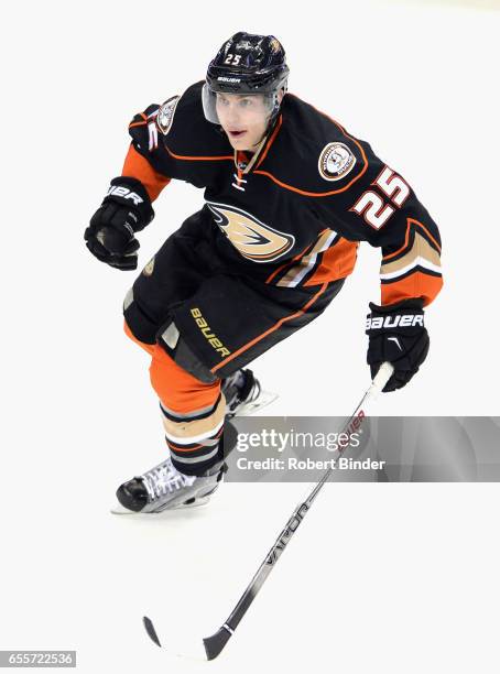 Mike Santorelli of the Anaheim Ducks plays in the game against the New Jersey Devils at Honda Center on March 14, 2016 in Anaheim, California.