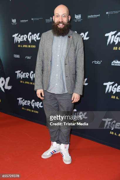 German director Jakob Lass attends the premiere of the film 'Tiger Girl' at Zoo Palast on March 20, 2017 in Berlin, Germany.