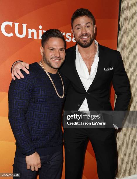 Ronnie Ortiz-Magro and Chad Johnson attend the 2017 NBCUniversal summer press day The Beverly Hilton Hotel on March 20, 2017 in Beverly Hills,...