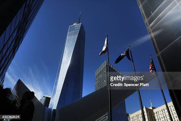 One World Trade stands at ground zero in Manhattan on March 20, 2017 in New York City. Senate Minority Leader Chuck Schumer has been voicing...