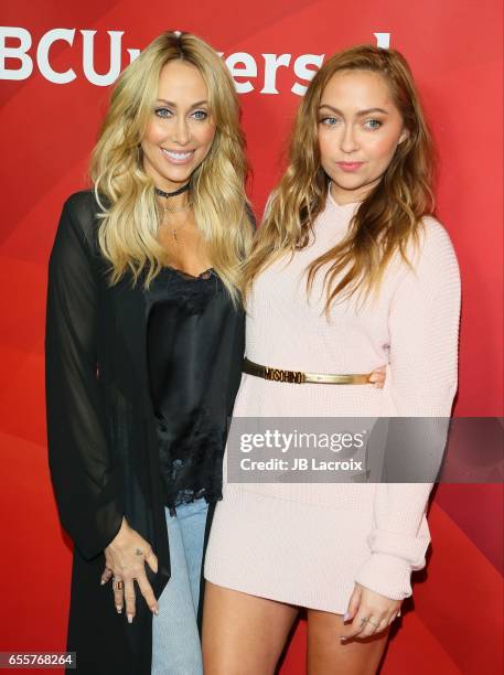 Tish Cyrus and Brandi Cyrus attend the 2017 NBCUniversal Summer Press Day on March 20, 2017 in Beverly Hills, California.