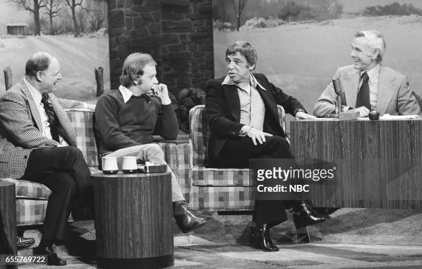 Pictured: Comedian Don Rickles, Actor John Byner and Musician Buddy Rich during an interview with Host Johnny Carson on January 6th, 1976--