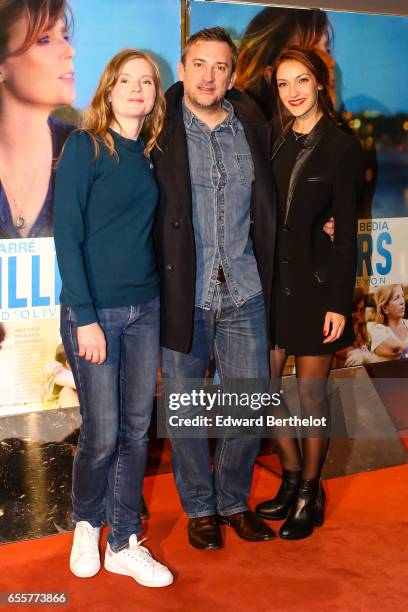 Isabelle Carre, Olivier Peyon, and Maria Duplaa attend the "Une Vie Ailleurs" Paris Premiere at UGC Cine Cite des Halles on March 20, 2017 in Paris,...