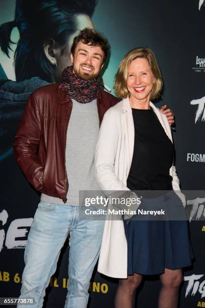 Petra Zieser and her son Leopold attend the premiere of the film 'Tiger Girl' at Zoo Palast on March 20, 2017 in Berlin, Germany.