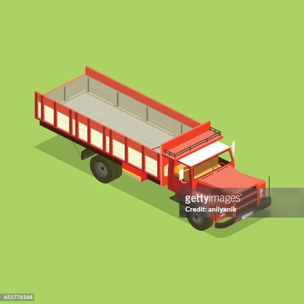 ilustraciones, imágenes clip art, dibujos animados e iconos de stock de rojo viejo camión - anilyanik