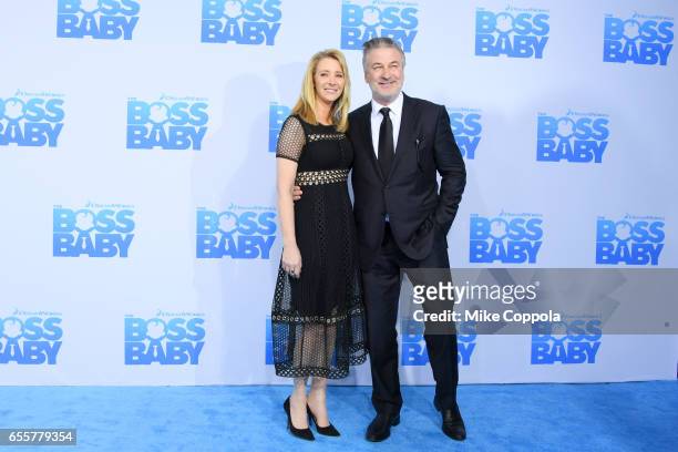 Actors Lisa Kudrow and Alec Baldwin attend "The Boss Baby" New York Premiere at AMC Loews Lincoln Square 13 theater on March 20, 2017 in New York...