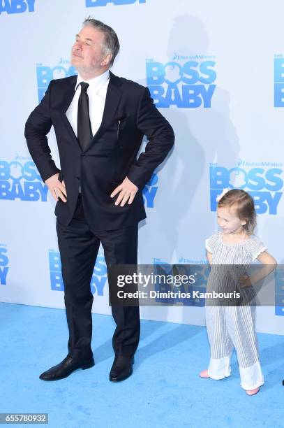 Alec Baldwin and Carmen Gabriela Baldwin attend "The Boss Baby" New York Premiere at AMC Loews Lincoln Square 13 theater on March 20, 2017 in New...