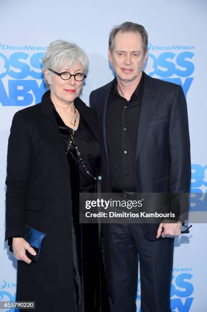 Jo Andres and Steve Buscemi attend "The Boss Baby" New York Premiere at AMC Loews Lincoln Square 13 theater on March 20, 2017 in New York City.