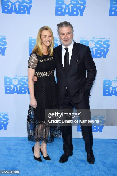 Actors Lisa Kudrow and Alec Baldwin attend "The Boss Baby" New York Premiere at AMC Loews Lincoln Square 13 theater on March 20, 2017 in New York...