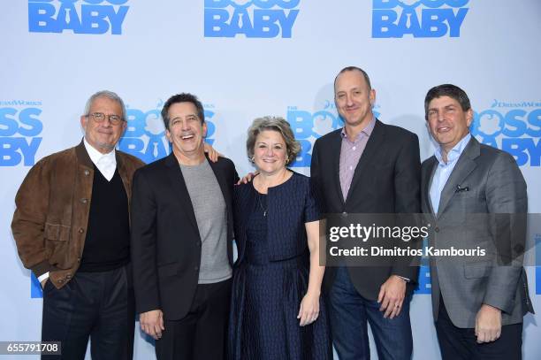 Talent Agent Ronald Meyer , Producers Christopher DeFaria , Bonnie Arnold and guests attend "The Boss Baby" New York Premiere at AMC Loews Lincoln...