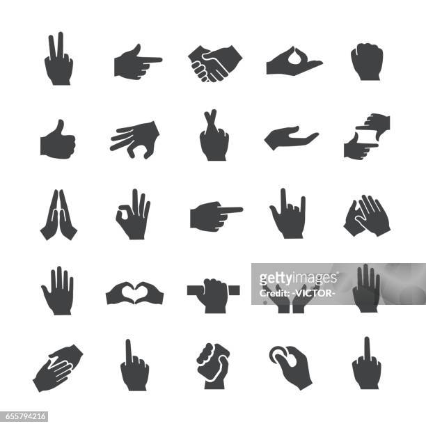 stockillustraties, clipart, cartoons en iconen met hand en gebaren icons - slimme serie - hand pointing