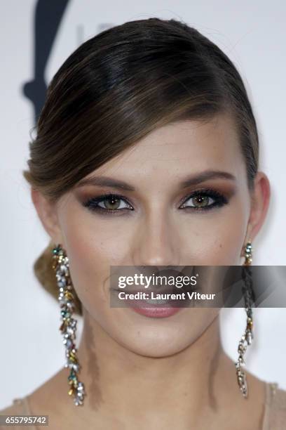 Miss France 2015 Camille Cerf attends "Les Bonnes Fees" Charity Gala at Hotel D'Evreux on March 20, 2017 in Paris, France.