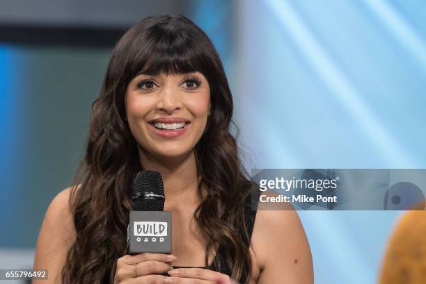 Actress Hannah Simone attends Build Series to discuss "Kicking & Screaming" at Build Studio on March 20, 2017 in New York City.