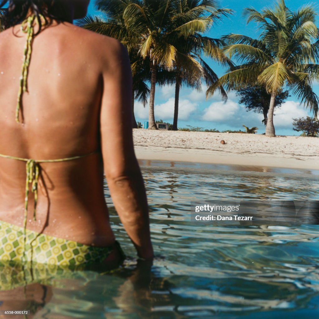 Woman Standing in Ocean