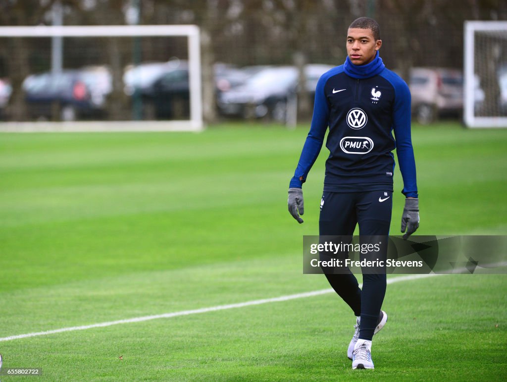 France Soccer Team Training Session At Clairefontaine