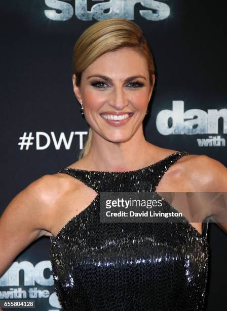 Personality Erin Andrews attends "Dancing with the Stars" Season 24 premiere at CBS Televison City on March 20, 2017 in Los Angeles, California.
