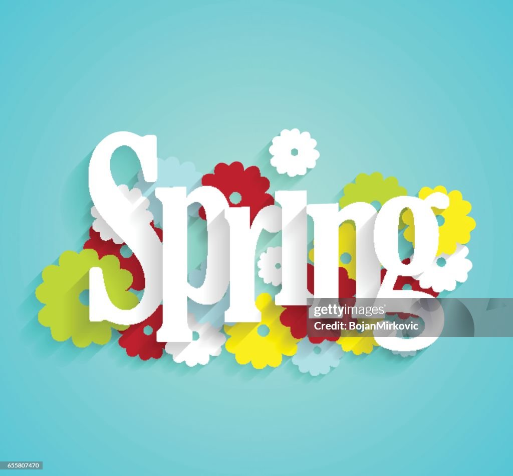 Spring Poster Horizontal Spring Poster On Blue Background High-Res Vector Graphic - Getty Images