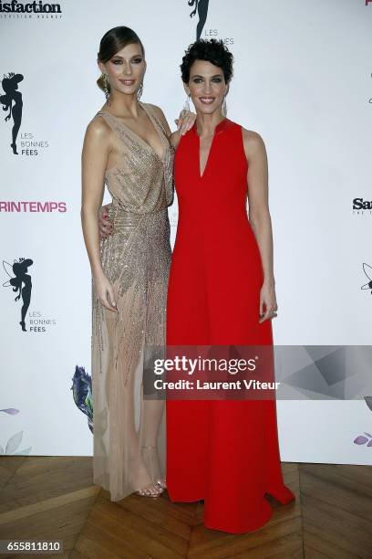 Miss France 2015 Camille Cerf and Miss France 1992 Linda Hardy attend "Les Bonnes Fees" Charity Gala at Hotel D'Evreux on March 20, 2017 in Paris,...