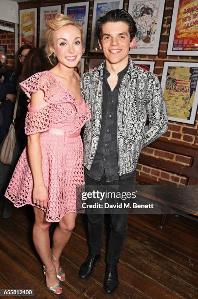 Cast members Helen George and Edward Bluemel attend the press night performance of "Love in Idleness" at the Menier Chocolate Factory on March 20,...