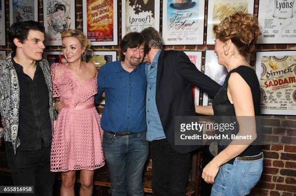 Edward Bluemel, Helen George, director Sir Trevor Nunn, Anthony Head and Eve Best attend the press night performance of "Love in Idleness" at the...
