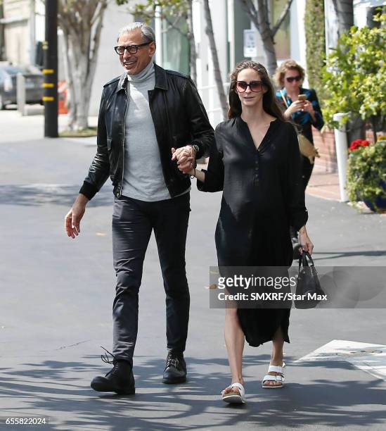 Jeff Goldblum and Emilie Livingston are seen on March 20, 2017 in Los Angeles, California.